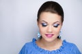 Woman bright blue make up Royalty Free Stock Photo