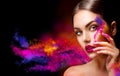 Woman with bright color makeup Royalty Free Stock Photo