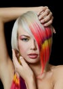 Girl with a bright make-up and multi-coloured hair Royalty Free Stock Photo