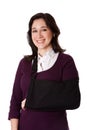 Woman with broken arm in sling