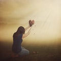 Woman with broken heart. Royalty Free Stock Photo