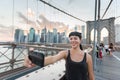 Woman on Brooklyn Bridge