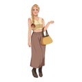 Woman in brown fashion with yellow bag clipart