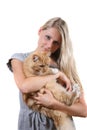 Woman with brown fluffy cat