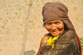 Woman with brown headcloth in Nepal Royalty Free Stock Photo