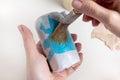 The process of making papier mache Royalty Free Stock Photo