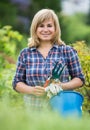 woman bucket garden