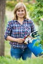 woman bucket garden