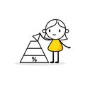 Woman build pyramid. Success investment in interest rate rise, sales or stock market investing concept. Vector stock Royalty Free Stock Photo