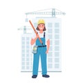 Woman builder flat color vector detailed character