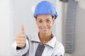 Woman builder showing thumbs up Royalty Free Stock Photo