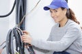 Woman builder worker in uniform Royalty Free Stock Photo