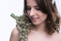 Woman with bunch of grapesand Royalty Free Stock Photo