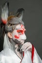 Woman in bunny or hare mask portrait. Halloween, Carnival and Cosplay concept