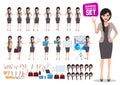 Woman business character vector set. Female office worker standing