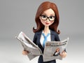 A Woman In A Business Suit Reading A Newspaper. Generative AI