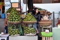 A woman in busy market in Vietnam Royalty Free Stock Photo