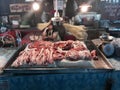 Street butcher in thailand market