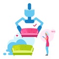 Woman buying couch flat vector illustration Royalty Free Stock Photo