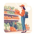 Woman buying fresh organic vegetables at supermarket