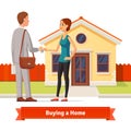 Woman buying a new house. Real estate agent Royalty Free Stock Photo
