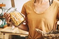 Zero waste shop. Woman buying products in plastic free grocery store Royalty Free Stock Photo