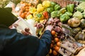 Woman buying at vegetable market the fresh organic bio fresh Je Royalty Free Stock Photo