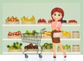 Woman buys fresh fruit