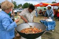 Woman buys lunch at the Ukrainian fair