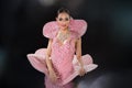 Woman in Cabaret Carnival Fancy Dress Gown with glitter, luxury decoration