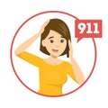 Woman call 911. Emergency situation, person in danger Royalty Free Stock Photo