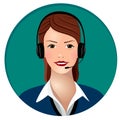 Woman Call operator with headphones