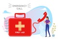 Woman calling emergency call