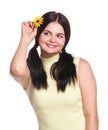 Woman with camomile Royalty Free Stock Photo