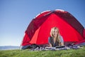 Woman Camping Outdoors Royalty Free Stock Photo