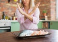 Woman can`t eat fish and sea food