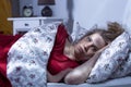 Woman can't sleep at night Royalty Free Stock Photo