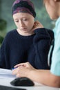 Woman with cancer during medical appointment