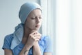 Woman with cancer praying Royalty Free Stock Photo