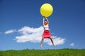 Woman by canicular day descend on ball Royalty Free Stock Photo