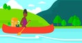 Woman canoeing on the river. Royalty Free Stock Photo