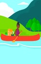 Woman canoeing on the river. Royalty Free Stock Photo