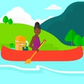 Woman canoeing on the river. Royalty Free Stock Photo