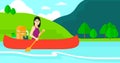 Woman canoeing on the river. Royalty Free Stock Photo