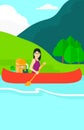 Woman canoeing on the river. Royalty Free Stock Photo