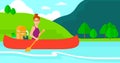 Woman canoeing on the river. Royalty Free Stock Photo
