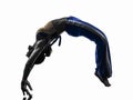 Woman capoeira backflip dancer dancing silhouette Royalty Free Stock Photo