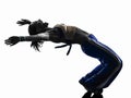 Woman capoeira dancer dancing silhouette Royalty Free Stock Photo