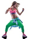 Woman cardio dancers dancing fitness exercising excercises isolat Royalty Free Stock Photo