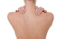 Woman caressing her bare shoulder and back Royalty Free Stock Photo